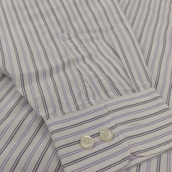 Land's End Purple and White Striped Button Down Size 12p - Picture 7 of 14